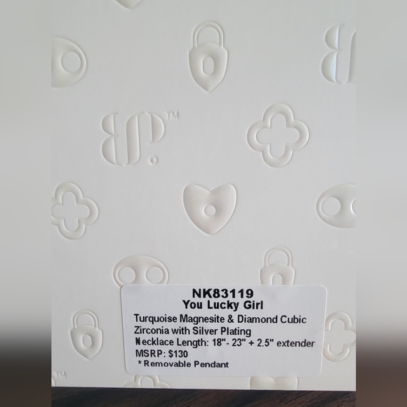 LUXE 2026 Silver-Tone Double Chain Necklace with Blue Turquoise Horseshoe Charm - Picture 2 of 2